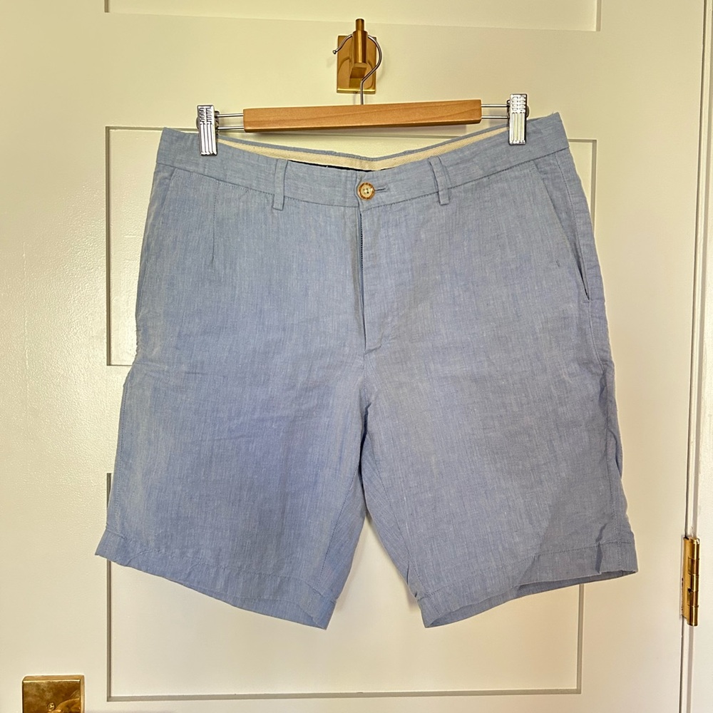 MASSIMO DUTTI Linen blend pale blue shorts